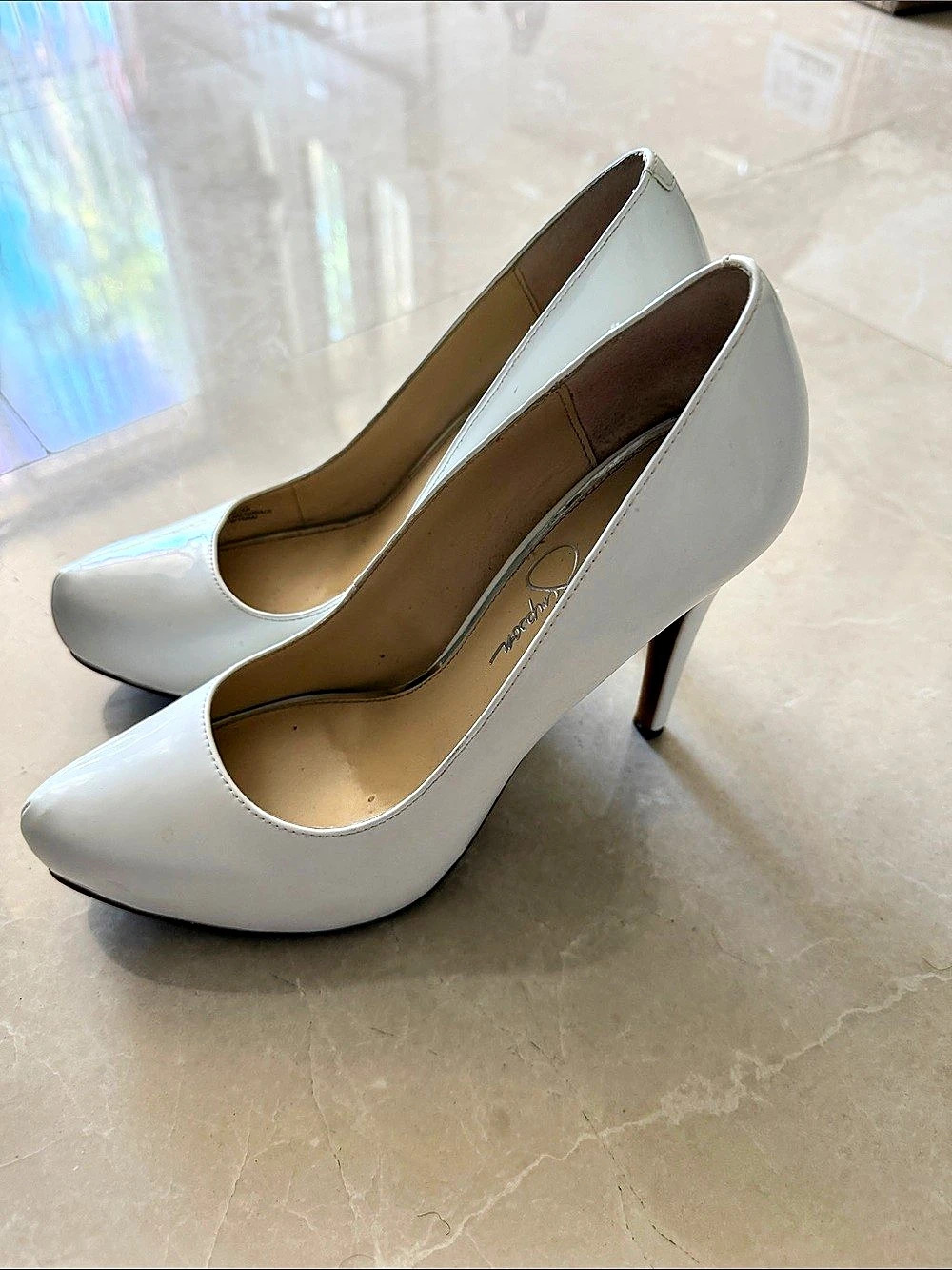 Jessica Simpson Glimmer Pointed Toe Pumps in White US 7.5